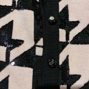 Escada Sz 44 (italiann sizing)off white and black sequin cardigan style sweater.